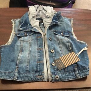 Medium wash denim vest